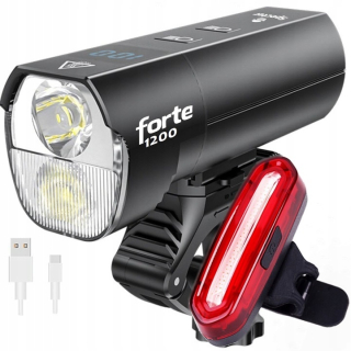 Spectre forte osvetlenie bicykla 1200 lm USB + Spectre YQ-Y19 osvetlenie bicykla 120 lm batéria
